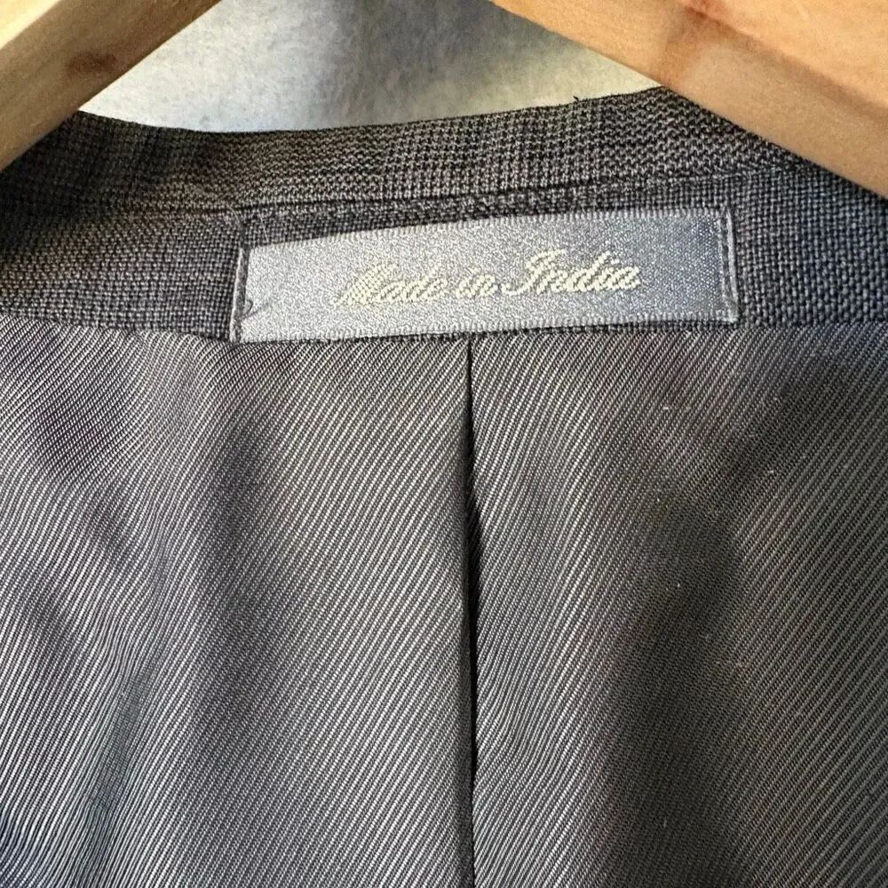Vtg Oscar de la Renta Men’s Gray Wool Cashmere Button Blazer Size 42R Glen Plaid - Picture 4 of 7